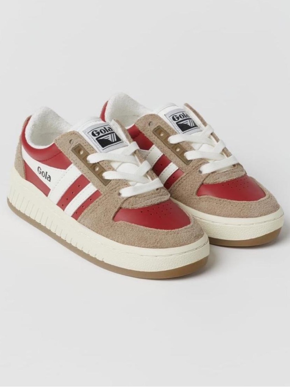 Gola Kids Red and Beige Retro-Style Trainers